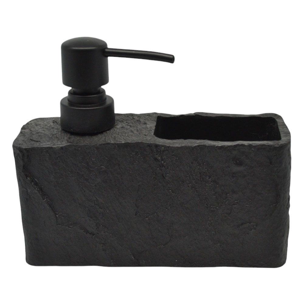 DISPENSER ΠΟΛΥΕΣΤΕΡΙΚΟ ΜΕ ΘΗΚΗ ΚΑΙ ΦΥΣΙΚΗ ΟΨΗ ΠΕΤΡΑΣ ΣΕ ΜΑΥΡΟ ΧΡΩΜΑ 16,5x5,5x13,8εκ.ANKOR