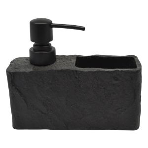 DISPENSER ΠΟΛΥΕΣΤΕΡΙΚΟ ΜΕ ΘΗΚΗ ΚΑΙ ΦΥΣΙΚΗ ΟΨΗ ΠΕΤΡΑΣ ΣΕ ΜΑΥΡΟ ΧΡΩΜΑ 16,5x5,5x13,8εκ.ANKOR