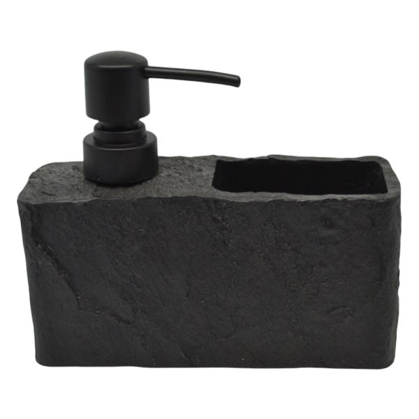 DISPENSER ΠΟΛΥΕΣΤΕΡΙΚΟ ΜΕ ΘΗΚΗ ΚΑΙ ΦΥΣΙΚΗ ΟΨΗ ΠΕΤΡΑΣ ΣΕ ΜΑΥΡΟ ΧΡΩΜΑ 16,5x5,5x13,8εκ.ANKOR
