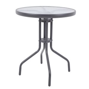 ΤΡΑΠΕΖΙ ΜΕΤΑΛΛΙΚΟ ΣΤΡΟΓΓΥΛΟ ΣΕ ΑΝΘΡΑΚΙ ΜΑΤ ΧΡΩΜΑ ΜΕ ΓΥΑΛΙΝΗ ΕΠΙΦΑΝΕΙΑ 60x60x70εκ ANKOR