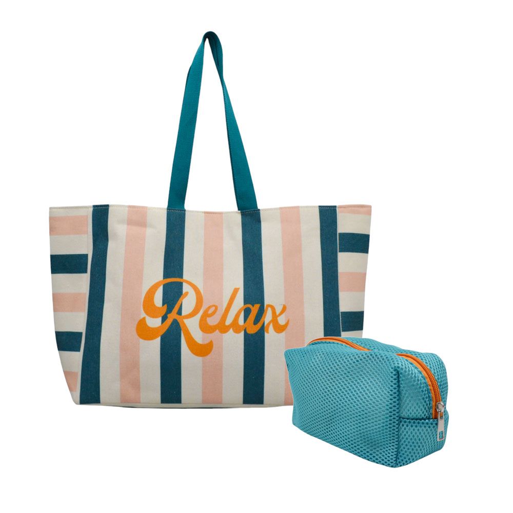 ΣΕΤ ΤΣΑΝΤΑ ΘΑΛΑΣΣΗΣ ΜΕ ΝΕΣΕΣΕΡ ΣΕ ΤΙΡΚΟΥΑΖ  ΚΑΙ ΡΟΖ ΧΡΩΜΑ 42x15x34εκ. ANKOR