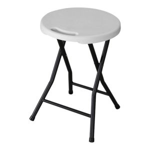 ΣΚΑΜΠΟ ΠΛΑΣΤΙΚΟ ΑΣΠΡΟ ΜΕ ΟΨΗ ΞΥΛΟΥ ΚΑΙ ΑΝΑΔΙΠΛΟΥΜΕΝΑ ΜΕΤΑΛΛΙΚΑ ΠΟΔΙΑ 33x33x45εκ.ANKOR