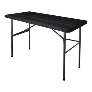 ΤΡΑΠΕΖΙ ΠΛΑΣΤΙΚΟ ΜΑΥΡΟ ΜΕ ΟΨΗ ΞΥΛΟΥ ΚΑΙ ΑΝΑΔΙΠΛΟΥΜΕΝΑ ΜΕΤΑΛΛΙΚΑ ΠΟΔΙΑ 122x60x74εκ. ANKOR