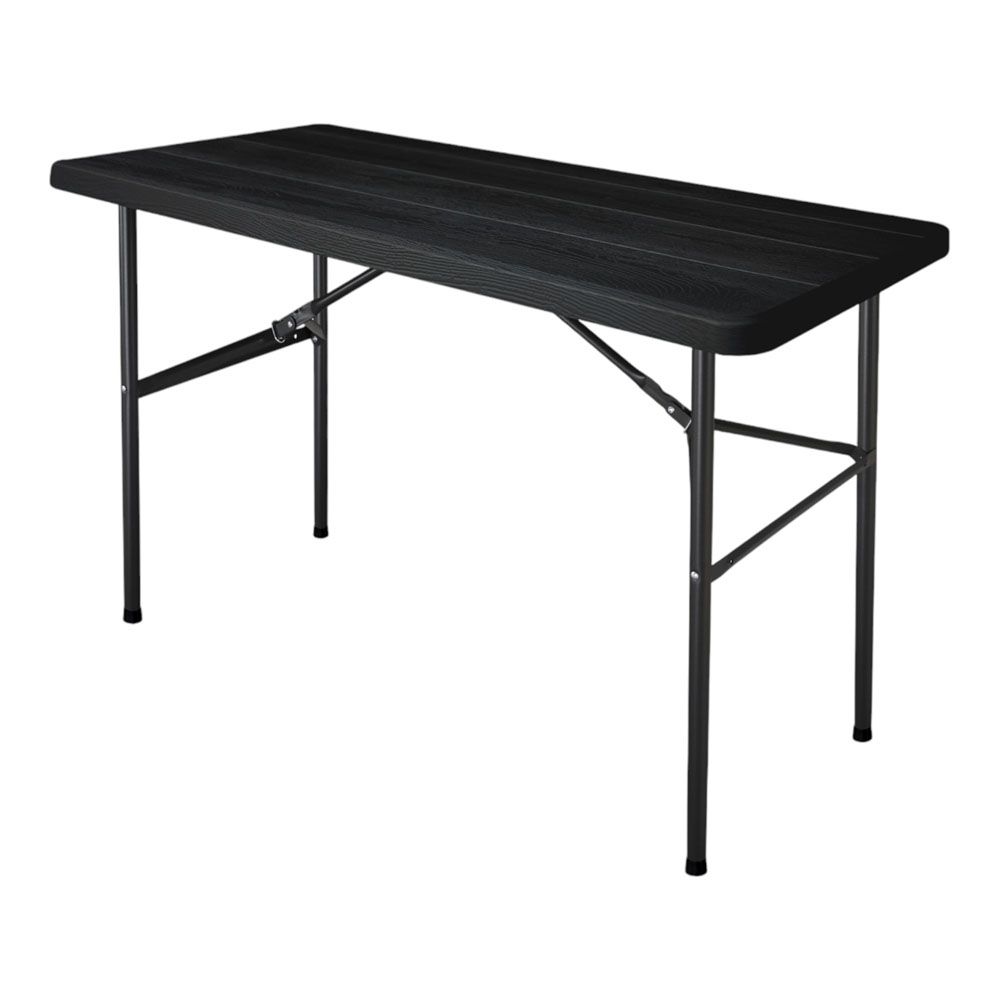 ΤΡΑΠΕΖΙ ΠΛΑΣΤΙΚΟ ΜΑΥΡΟ ΜΕ ΟΨΗ ΞΥΛΟΥ ΚΑΙ ΑΝΑΔΙΠΛΟΥΜΕΝΑ ΜΕΤΑΛΛΙΚΑ ΠΟΔΙΑ 122x60x74εκ. ANKOR