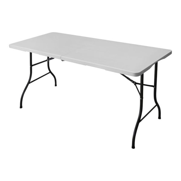 ΤΡΑΠΕΖΙ ΠΤΥΣΣΟΜΕΝΟ ΠΛΑΣΤΙΚΟ ΣΕ ΑΣΠΡΟ ΧΡΩΜΑ ΜΕ ΜΕΤΑΛΛΙΚΑ ΠΟΔΙΑ ΚΑΙ ΚΛΕΙΣΙΜΟ ΒΑΛΙΤΣΑ 152x70x74εκ. ANKOR