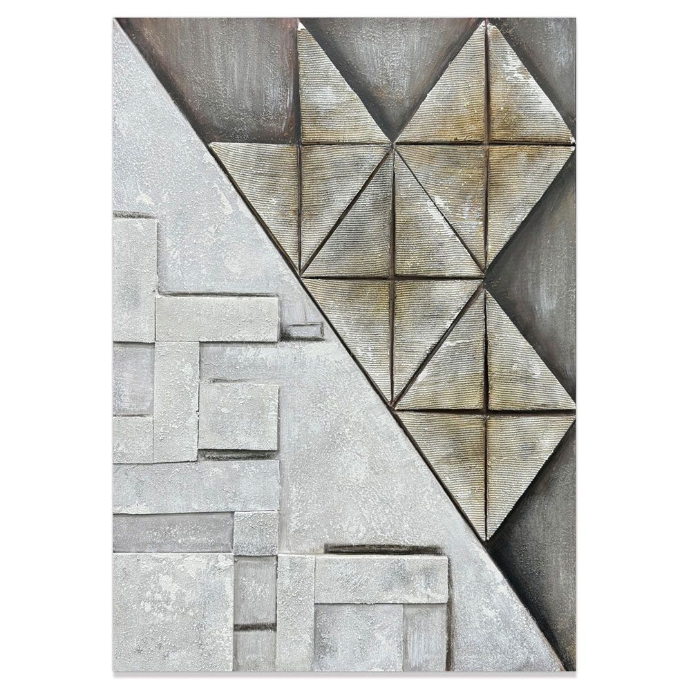 ΠΙΝΑΚΑΣ ΕΛΑΙΟΓΡΑΦΙΑ ΣΕ ΤΥΠΩΜΕΝΟ ΚΑΜΒΑ ΜΕ ΣΧΕΔΙΟ ΑΝΑΓΛΥΦΑ ΓΕΩΜΕΤΡΙΚΑ ΜΟΤΙΒΑ 60x90εκ. ANKOR