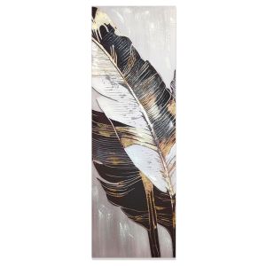 ΠΙΝΑΚΑΣ ΕΛΑΙΟΓΡΑΦΙΑ ΣΕ ΤΥΠΩΜΕΝΟ ΚΑΜΒΑ ΣΧΕΔΙΟ ΦΥΛΛΑ ΜΕ ΧΡΥΣΕΣ ΛΕΠΤΟΜΕΡΕΙΕΣ 30x90εκ. ANKOR