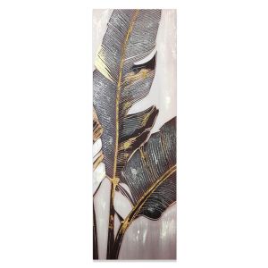 ΠΙΝΑΚΑΣ ΕΛΑΙΟΓΡΑΦΙΑ ΣΕ ΤΥΠΩΜΕΝΟ ΚΑΜΒΑ ΣΧΕΔΙΟ ΦΥΛΛΑ ΜΕ ΧΡΥΣΕΣ ΛΕΠΤΟΜΕΡΕΙΕΣ 30x90εκ. ANKOR