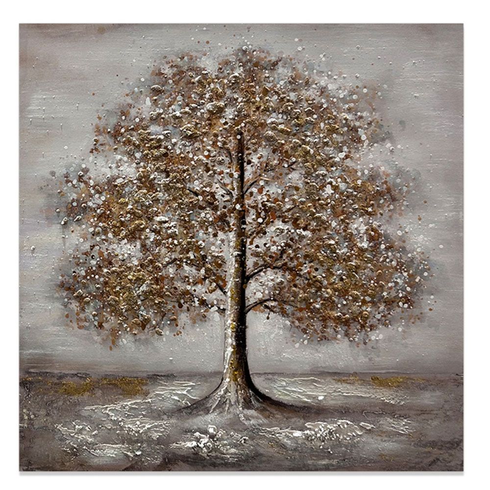 ΠΙΝΑΚΑΣ ΕΛΑΙΟΓΡΑΦΙΑ ΣΕ ΤΥΠΩΜΕΝΟ ΚΑΜΒΑ ΜΕ ΣΧΕΔΙΟ ΑΝΑΓΛΥΦΟ ΔΕΝΤΡΟ 80x80εκ. ANKOR