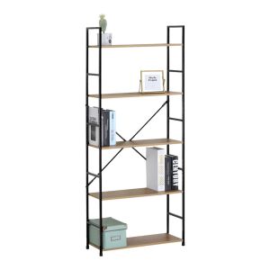 ΒΙΒΛΙΟΘΗΚΗ ΜΕ 5 ΞΥΛΙΝΑ ΡΑΦΙΑ ΚΑΙ ΜΑΥΡΟ ΜΕΤΑΛΛΙΚΟ ΣΚΕΛΕΤΟ 60x24x144εκ. ANKOR