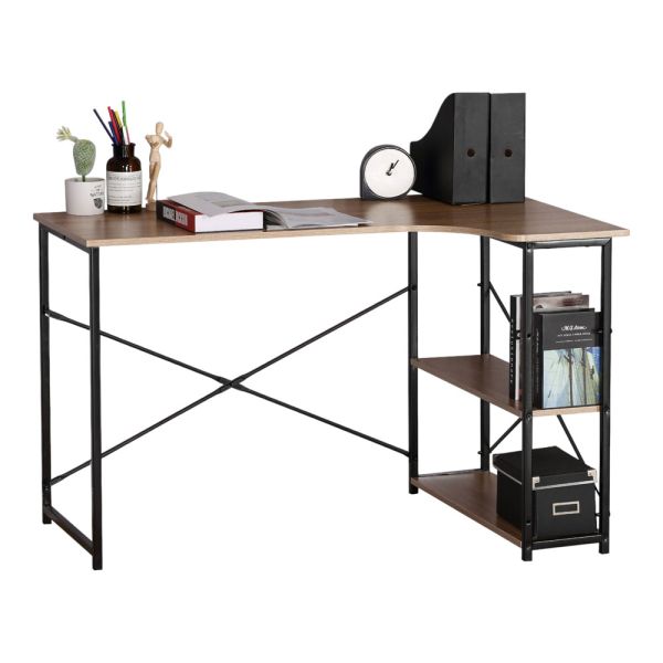 ΓΡΑΦΕΙΟ ΓΩΝΙΑΚΟ ΞΥΛΙΝΟ ΜΕ 2 ΡΑΦΙΑ ΚΑΙ ΜΑΥΡΟ ΜΕΤΑΛΛΙΚΟ ΣΚΕΛΕΤΟ 120x73x75εκ. ANKOR