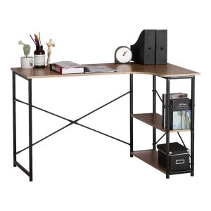 ΓΡΑΦΕΙΟ ΓΩΝΙΑΚΟ ΞΥΛΙΝΟ ΜΕ 2 ΡΑΦΙΑ ΚΑΙ ΜΑΥΡΟ ΜΕΤΑΛΛΙΚΟ ΣΚΕΛΕΤΟ 120x73x75εκ. ANKOR