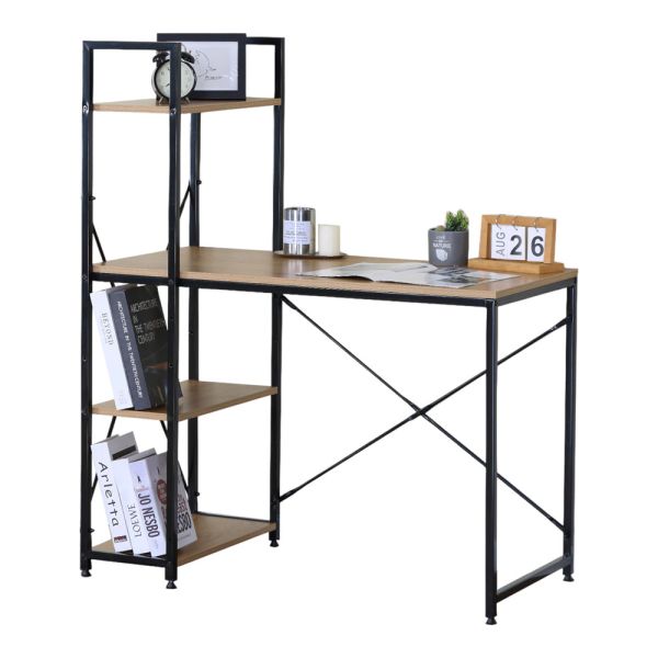 ΓΡΑΦΕΙΟ ΜΕ ΡΑΦΙΕΡΑ ΞΥΛΙΝΗ  ΚΑΙ ΜΑΥΡΟ ΜΕΤΑΛΛΙΚΟ ΣΚΕΛΕΤΟ 100x52x122εκ. ANKOR