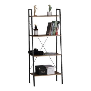 ΒΙΒΛΙΟΘΗΚΗ ΜΕ 4 ΞΥΛΙΝΑ ΡΑΦΙΑ ΚΑΙ ΜΑΥΡΟ ΜΕΤΑΛΛΙΚΟ ΣΚΕΛΕΤΟ 60x32x148εκ. ANKOR