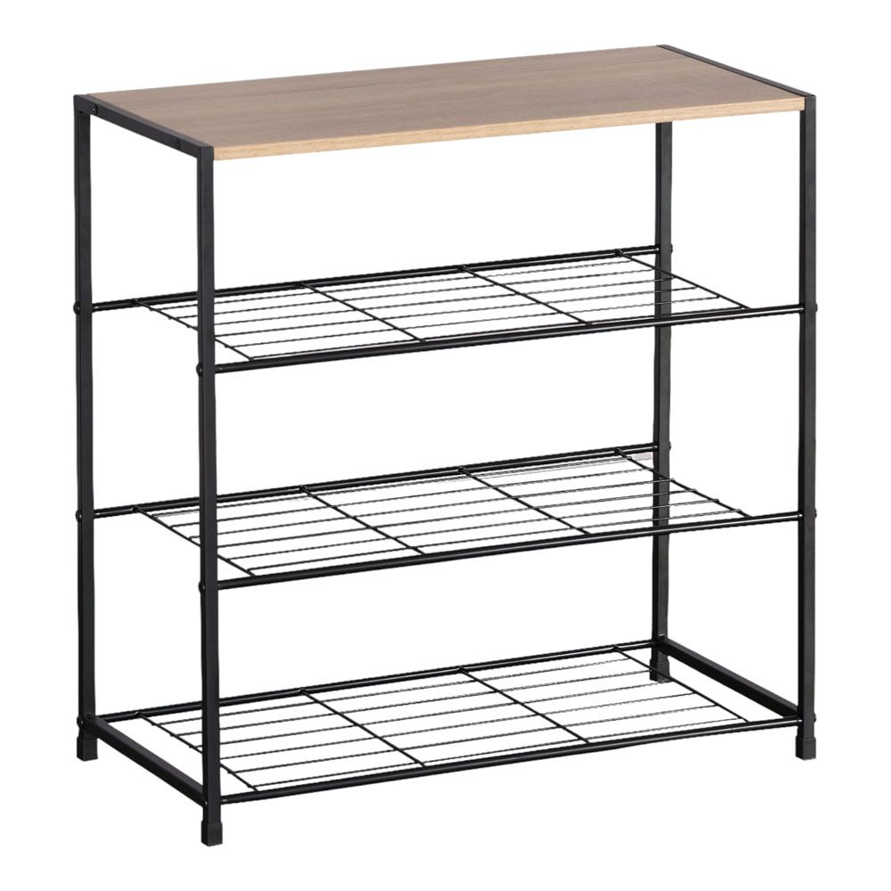 ΠΑΠΟΥΤΣΟΘΗΚΗ ΜΕ ΤΕΣΣΕΡΑ ΡΑΦΙΑ ΞΥΛΙΝΗ ΕΠΙΦΑΝΕΙΑ ΚΑΙ ΜΑΥΡΟ ΜΕΤΑΛΛΙΚΟ ΣΚΕΛΕΤΟ 63x30x63εκ. ANKOR