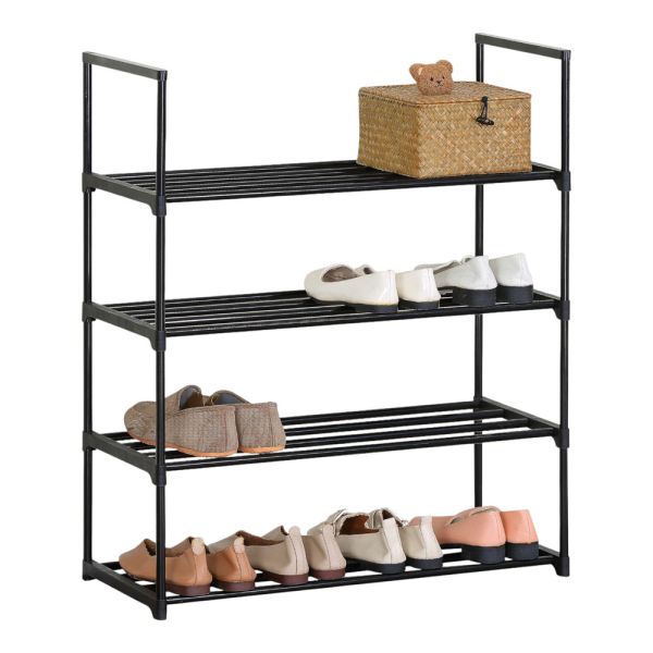 ΠΑΠΟΥΤΣΟΘΗΚΗ ΜΕΤΑΛΛΙΚΗ ΜΕ ΤΕΣΣΕΡΑ ΡΑΦΙΑ ΣΕ ΜΑΥΡΟ ΧΡΩΜΑ 67x29x81,5εκ. ANKOR