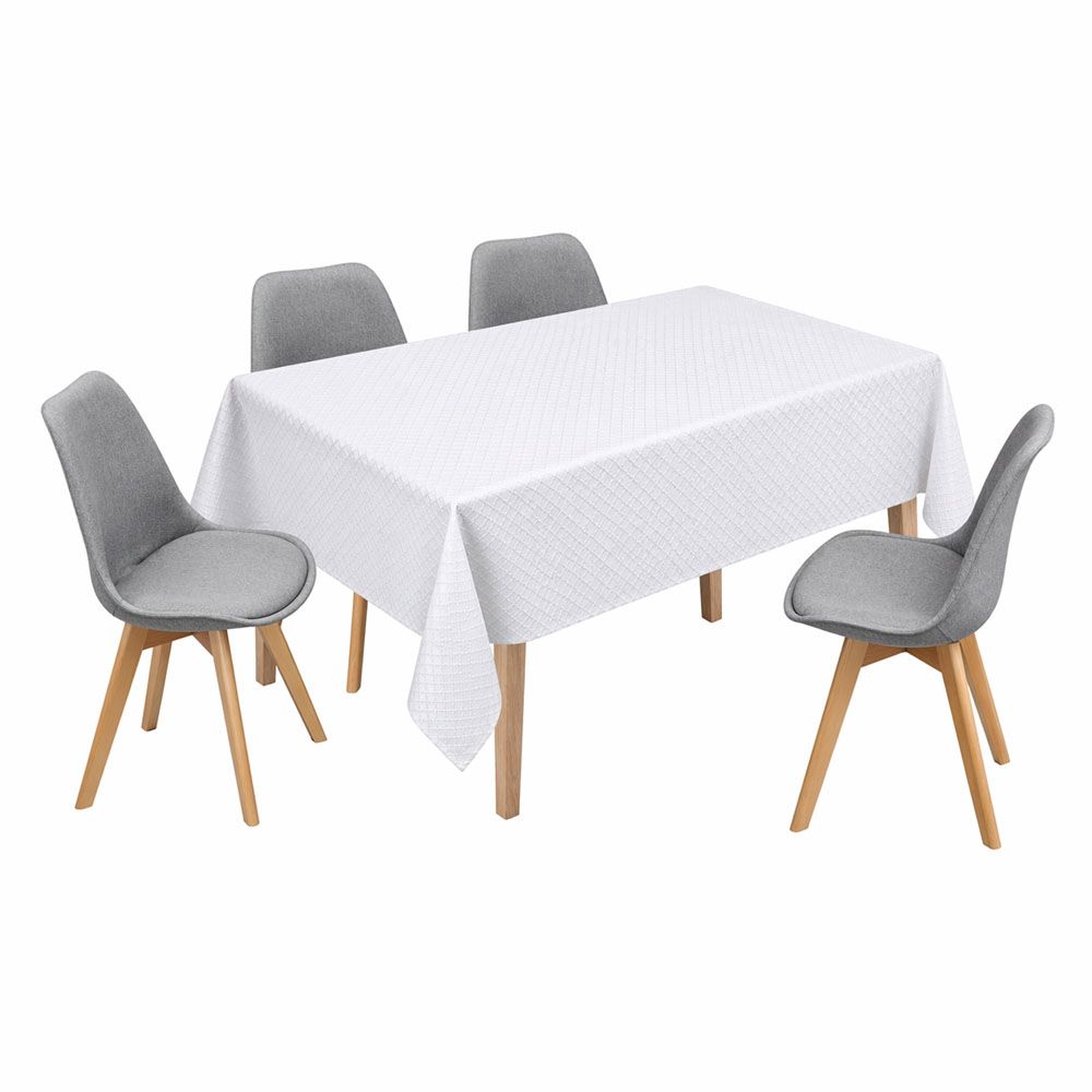 ΤΡΑΠΕΖΟΜΑΝΤΗΛΟ ΖΑΚΑΡ ΑΛΕΚΙΑΣΤΟ ΛΕΥΚΟ 140x220εκ. ΜΕ ΔΙΑΚΡΙΤΙΚΟ ΚΑΡΩ ΣΧΕΔΙΟ ANKOR