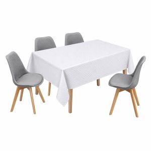 ΤΡΑΠΕΖΟΜΑΝΤΗΛΟ ΖΑΚΑΡ ΑΛΕΚΙΑΣΤΟ ΛΕΥΚΟ 140x220εκ. ΜΕ ΔΙΑΚΡΙΤΙΚΟ ΚΑΡΩ ΣΧΕΔΙΟ ANKOR