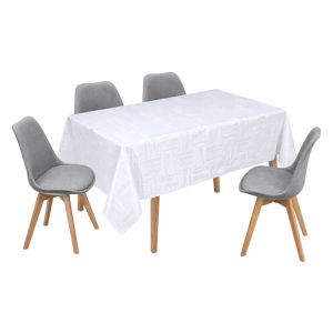 ΤΡΑΠΕΖΟΜΑΝΤΗΛΟ ΖΑΚΑΡ ΑΛΕΚΙΑΣΤΟ ΛΕΥΚΟ 140x220εκ. ΜΕ ΓΕΩΜΕΤΡΙΚΟ ΜΟΤΙΒΟ ANKOR