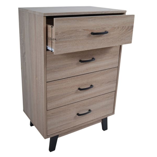 ΣΥΡΤΑΡΙΕΡΑ ΞΥΛΙΝΗ ΜΕ 4 ΣΥΡΤΑΡΙΑ ΣΕ ΦΥΣΙΚΟ ΧΡΩΜΑ 60x40x93εκ. ANKOR