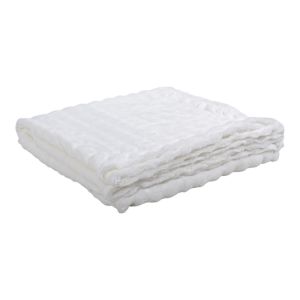 ΚΟΥΒΕΡΤΑ FLEECE ΜΕ ΒΕΛΟΥΔΙΝΗ ΥΦΗ ΣΕ ΑΣΠΡΟ ΧΡΩΜΑ 150x200εκ. ANKOR