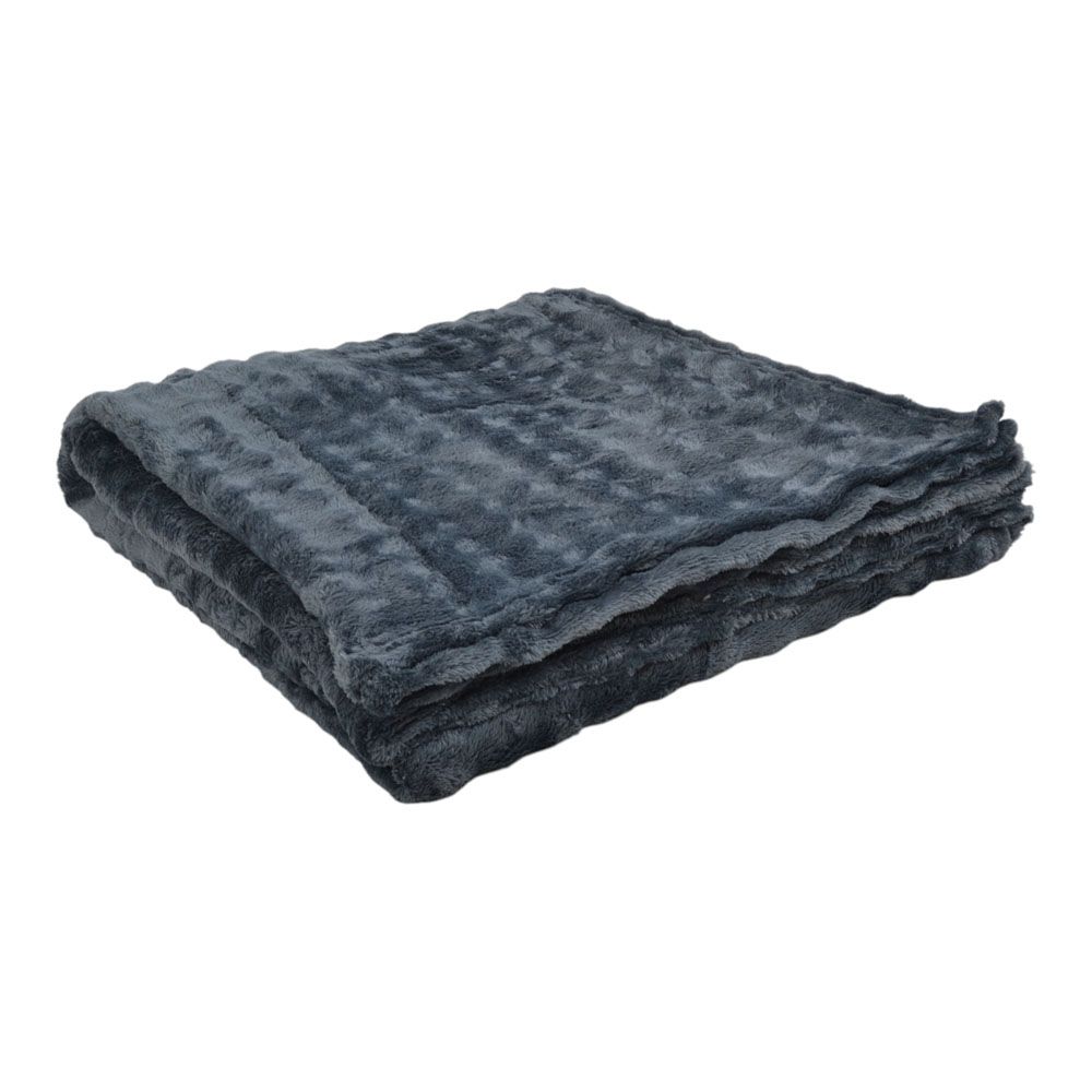ΚΟΥΒΕΡΤΑ FLEECE ΜΕ ΒΕΛΟΥΔΙΝΗ ΥΦΗ ΣΕ ΓΚΡΙ ΧΡΩΜΑ 200x220εκ. ANKOR