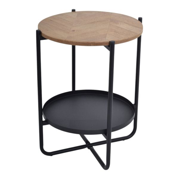 ΤΡΑΠΕΖΑΚΙ ΜΕΤΑΛΛΙΚΟ ΣΕ ΜΑΥΡΟ ΧΡΏΜΑ ΜΕ ΞΥΛΙΝΗ ΕΠΙΦΑΝΕΙΑ 41x41x50εκ. ANKOR