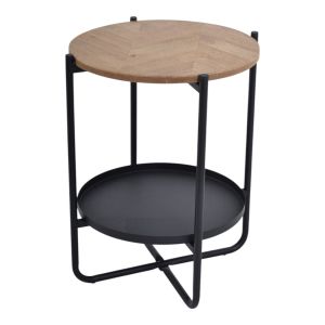 ΤΡΑΠΕΖΑΚΙ ΜΕΤΑΛΛΙΚΟ ΣΕ ΜΑΥΡΟ ΧΡΏΜΑ ΜΕ ΞΥΛΙΝΗ ΕΠΙΦΑΝΕΙΑ 41x41x50εκ. ANKOR