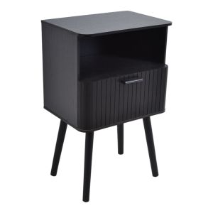 ΚΟΜΟΔΙΝΟ ΞΥΛΙΝΟ ΜΕ ΡΑΦΙ ΚΑΙ ΣΥΡΤΑΡΙ ΣΕ ΜΑΥΡΟ ΧΡΩΜΑ 40x29x65εκ. ANKOR