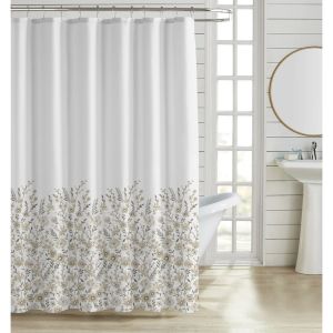 ΚΟΥΡΤΙΝΑ ΜΠΑΝΙΟΥ ΠΟΛΥΕΣΤΕΡΙΚΗ 180x200εκ 90gsm ΜΕ 12 ΚΡΙΚΟΥΣ ΛΟΥΛΟΥΔΑΤΟ ΣΧΕΔΙΟ ΣΕ ΓΗΙΝΟΥΣ ΤΟΝΟΥΣ ANKOR