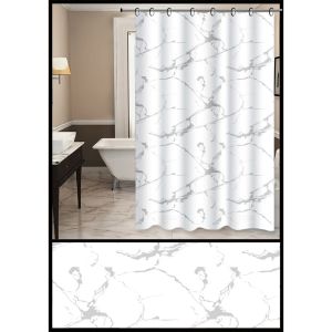 ΚΟΥΡΤΙΝΑ ΜΠΑΝΙΟΥ PEVA 180x180εκ. ΜΕ 12 ΚΡΙΚΟΥΣ ΕΦΕ ΜΑΡΜΑΡΟ ANKOR