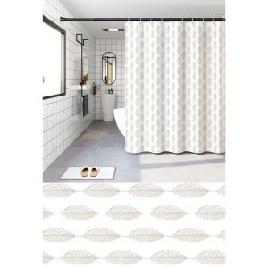 ΚΟΥΡΤΙΝΑ ΜΠΑΝΙΟΥ PEVA 180x180εκ. ΜΕ 12 ΚΡΙΚΟΥΣ ΚΑΙ ΣΧΕΔΙΟ ΦΥΛΛΑ ΣΕ ΜΠΕΖ ΧΡΩΜΑ ANKOR