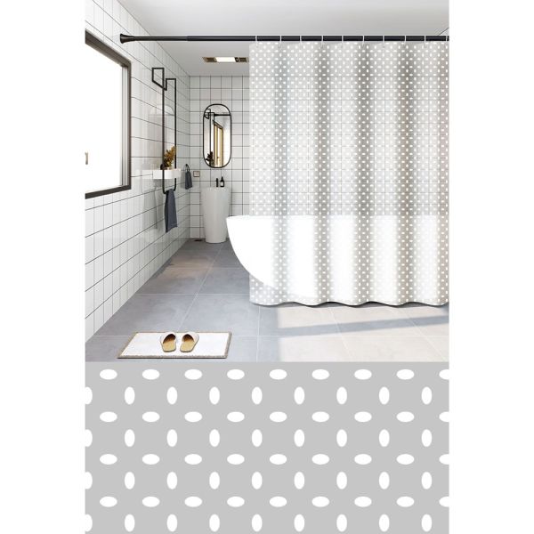 ΚΟΥΡΤΙΝΑ ΜΠΑΝΙΟΥ PEVA 180x180εκ. ΜΕ 12 ΚΡΙΚΟΥΣ ΚΑΙ ΣΧΕΔΙΟ ΠΟΥΑ ΟΒΑΛ ΣΕ ΓΚΡΙ ΦΟΝΤΟ ANKOR