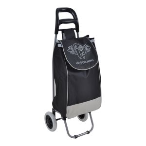 ΚΑΡΟΤΣΙ ΛΑΪΚΗΣ ΜΕΤΑΛΛΙΚΟ ΜΕ ΜΑΥΡΟ ΣΑΚΟ ΚΑΙ ΣΧΕΔΙΟ ΛΟΥΛΟΥΔΙΑ 35x27x94εκ. ANKOR