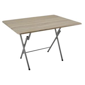 ΤΡΑΠΕΖΙ ΠΤΥΣΣΟΜΕΝΟ ΜΕΤΑΛΛΙΚΟ ΣΕ ΑΣΗΜΙ ΧΡΩΜΑ ΚΑΙ  ΞΥΛΟ ΣΕ ΦΥΣΙΚΟ ΧΡΩΜΑ 100x60x70εκ.ANKOR