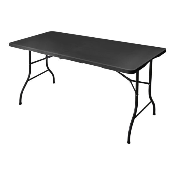 ΤΡΑΠΕΖΙ ΠΤΥΣΣΟΜΕΝΟ ΠΛΑΣΤΙΚΟ ΣΕ ΜΑΥΡΟ ΧΡΩΜΑ ΜΕ ΜΕΤΑΛΛΙΚΑ ΠΟΔΙΑ ΚΑΙ ΚΛΕΙΣΙΜΟ ΒΑΛΙΤΣΑ 152x70x74εκ. ANKOR