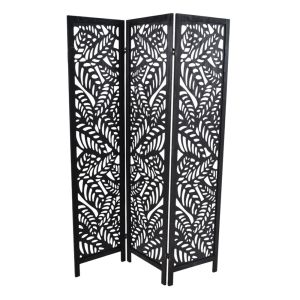 ΠΑΡΑΒΑΝ ΞΥΛΙΝΟ ΤΡΙΠΛΟ ΣΕ ΜΑΥΡΟ ΧΡΩΜΑ ΜΕ ΔΙΑΤΡΗΤΑ ΦΥΛΛΑ 120x6x170εκ.ANKOR