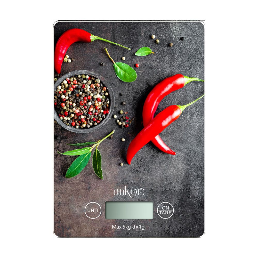 ΖΥΓΑΡΙΑ ΗΛΕΚΤΡΟΝΙΚΗ 5kg ΓΥΑΛΙΝΗ ΠΙΠΕΡΙΕΣ 15x21,5x1,6εκ.ANKOR