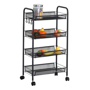 ΤΡΟΛΕΪ ΑΠΟΘΗΚΕΥΣΗΣ ΜΕΤΑΛΛΙΚΟ ΜΕ 4 ΚΑΛΑΘΙΑ ΚΑΙ 3 ΓΑΝΤΖΟΥΣ ΣΕ ΜΑΥΡΟ ΜΑΤ ΧΡΩΜΑ 44x26x85εκ. ANKOR