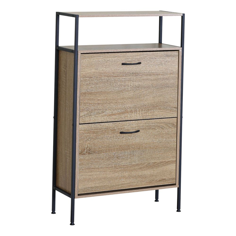 ΠΑΠΟΥΤΣΟΘΗΚΗ ΔΙΠΛΗ ΞΥΛΙΝΗ ΜΕ ΜΑΥΡΟ ΜΕΤΑΛΛΙΚΟ ΣΚΕΛΕΤΟ 60x24x105εκ. ANKOR