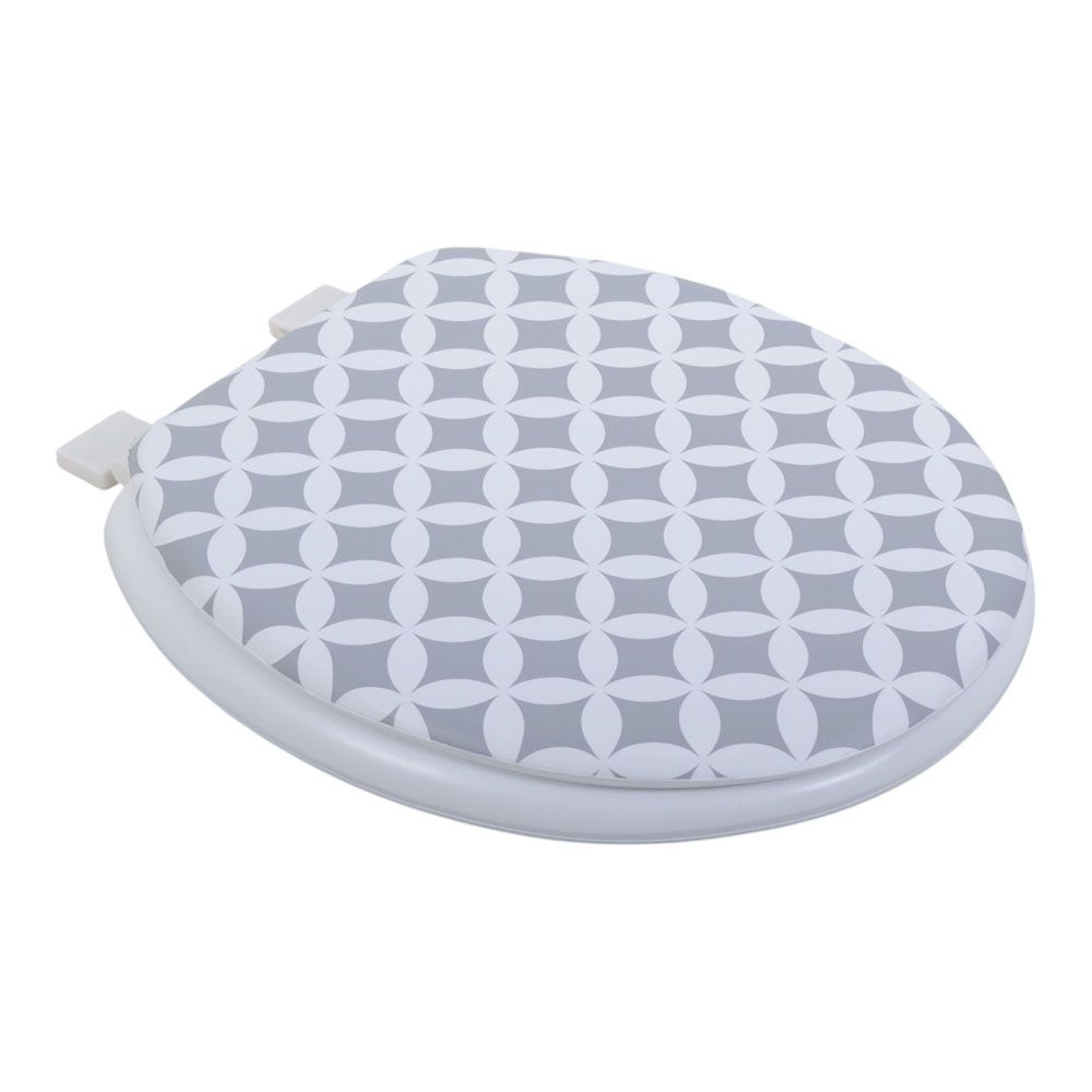 ΚΑΠΑΚΙ ΤΟΥΑΛΕΤΑΣ ΜΑΛΑΚΟ ΓΚΡΙ ΓΕΩΜΕΤΡΙΚΟ ΜΟΤΙΒΟ 26-36x39εκ. ANKOR