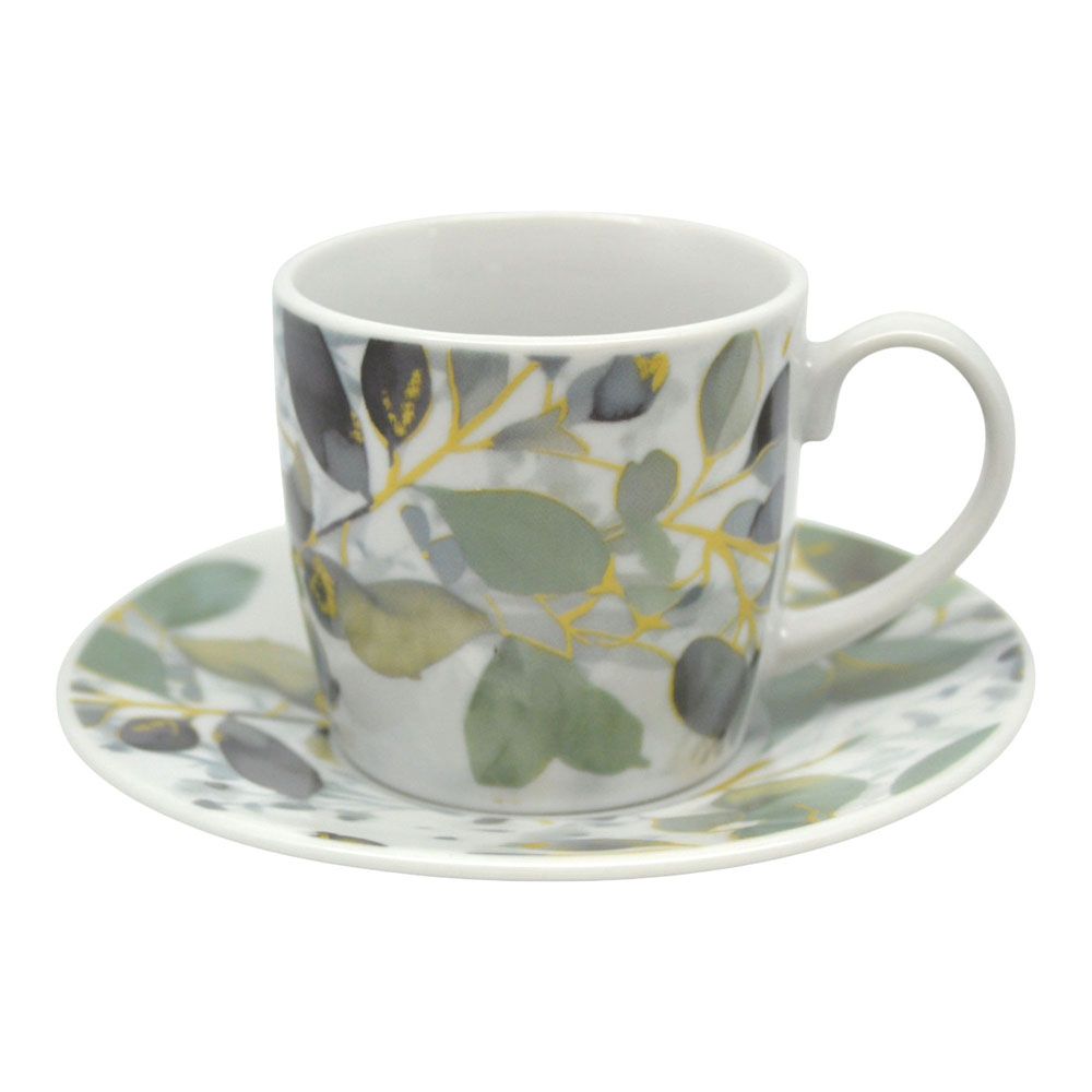 ΣΕΤ ΦΛΥΤΖΑΝΙΑ ΚΑΦΕ ΠΟΡΣΕΛΑΝΙΝΑ 110ml ΜΕ ΦΥΛΛΩΤΟ ΣΧΕΔΙΟ ANKOR