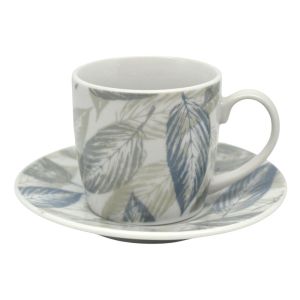 ΣΕΤ ΦΛΥΤΖΑΝΙΑ ΚΑΦΕ ΠΟΡΣΕΛΑΝΙΝΑ ΜΕ ΣΧΕΔΙΟ ΓΚΡΙ ΚΑΙ ΠΕΤΡΟΛ ΦΥΛΛΑ 110ml ANKOR