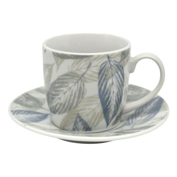 ΣΕΤ ΦΛΥΤΖΑΝΙΑ ΚΑΦΕ ΠΟΡΣΕΛΑΝΙΝΑ ΜΕ ΣΧΕΔΙΟ ΓΚΡΙ ΚΑΙ ΠΕΤΡΟΛ ΦΥΛΛΑ 110ml ANKOR