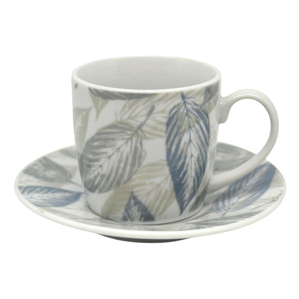 ΣΕΤ ΦΛΥΤΖΑΝΙΑ ΚΑΦΕ ΠΟΡΣΕΛΑΝΙΝΑ ΜΕ ΣΧΕΔΙΟ ΓΚΡΙ ΚΑΙ ΠΕΤΡΟΛ ΦΥΛΛΑ 110ml ANKOR