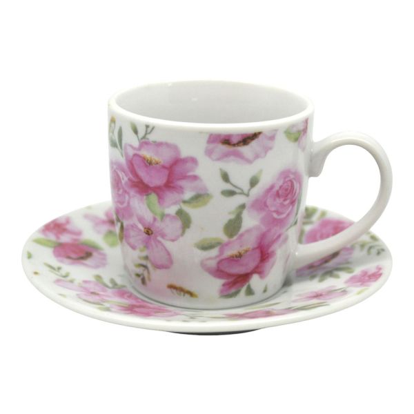 ΣΕΤ ΦΛΥΤΖΑΝΙΑ ΚΑΦΕ ΠΟΡΣΕΛΑΝΙΝΑ 110ml ΜΕ ΣΧΕΔΙΟ ΡΟΖ ΛΟΥΛΟΥΔΙΑ ANKOR