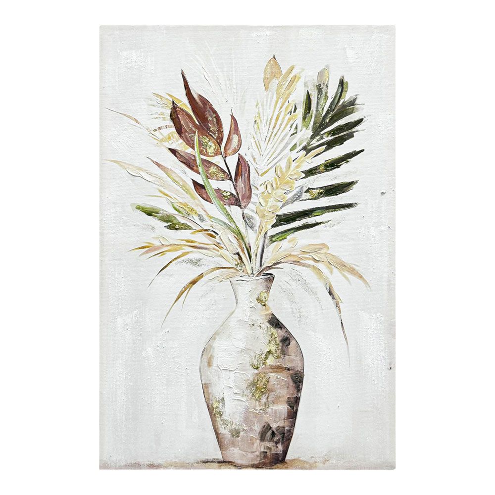 ΠΙΝΑΚΑΣ ΕΛΑΙΟΓΡΑΦΙΑ ΣΕ ΤΥΠΩΜΕΝΟ ΚΑΜΒΑ ΒΑΖΟ ΜΕ ΛΟΥΛΟΥΔΙΑ ΚΑΙ ΧΡΥΣΕΣ ΛΕΠΤΟΜΕΡΕΙΕΣ 60x90εκ. ANKOR