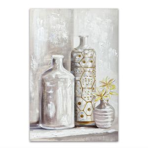 ΠΙΝΑΚΑΣ ΕΛΑΙΟΓΡΑΦΙΑ ΣΕ ΤΥΠΩΜΕΝΟ ΚΑΜΒΑ ΜΕ ΣΧΕΔΙΟ ΒΑΖΑ ΚΑΙ ΧΡΥΣΕΣ ΛΕΠΤΟΜΕΡΕΙΕΣ 60x90εκ. ANKOR