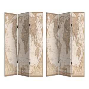 ΠΑΡΑΒΑΝ ΤΡΙΠΛΟ ΣΕ ΤΥΠΩΜΕΝΟ ΚΑΜΒΑ ΠΑΓΚΟΣΜΙΟΣ ΧΑΡΤΗΣ ΣΕ VINTAGE ΑΠΟΧΡΩΣΕΙΣ 80x120x2,5εκ.ANKOR