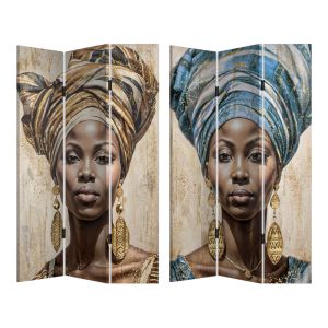 ΠΑΡΑΒΑΝ ΤΡΙΠΛΟ ΣΕ ΤΥΠΩΜΕΝΟ ΚΑΜΒΑ ΜΕ ΓΥΝΑΙΚΕΙΟ ΠΟΡΤΡΕΤΟ ΚΑΙ ΧΡΥΣΕΣ ΛΕΠΤΟΜΕΡΕΙΕΣ 180x120x2,5εκ.ANKOR